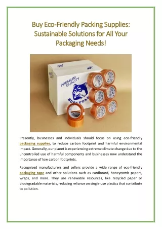 Buy Eco Friendly Packing Supplies Sustainable Solutions for All Your Packaging Needs