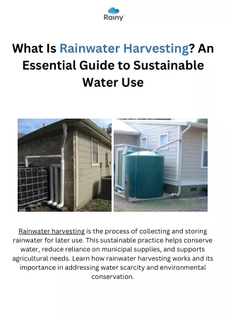 What Is Rainwater Harvesting An Essential Guide to Sustainable Water Use