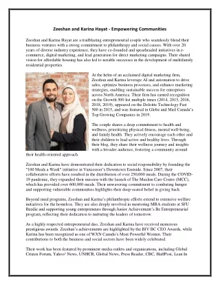 Zeeshan and Karina Hayat - Empowering Communities