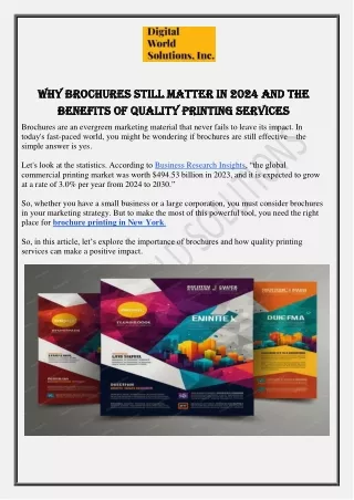 Why Brochures Still Matter in 2024 and the Benefits of Quality Printing Services