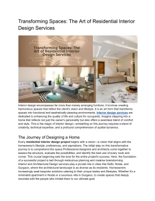 Transforming Spaces_ The Art of Residential Interior Design Services