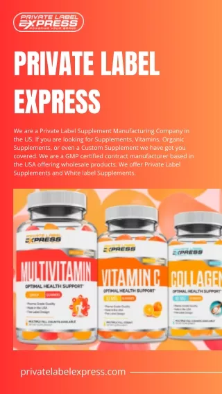 Private Label Supplements Manufacturer