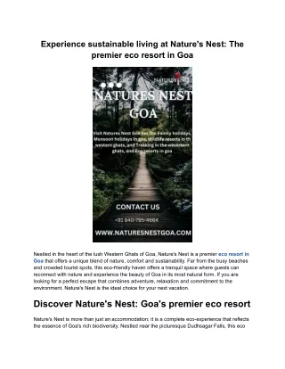 Experience sustainable living at Nature's Nest_ The premier eco resort in Goa