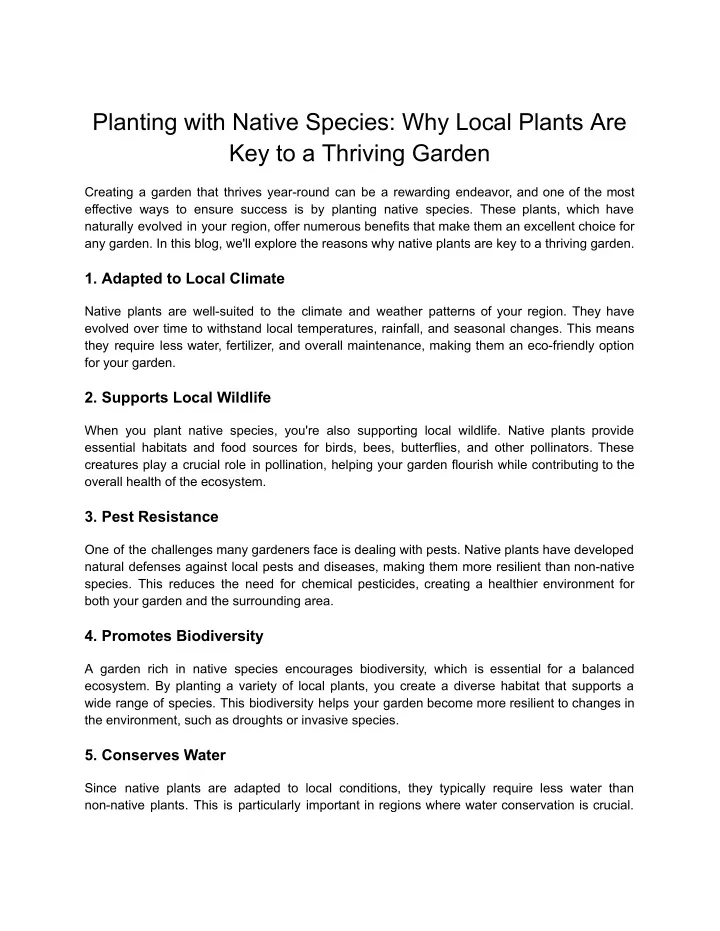 planting with native species why local plants