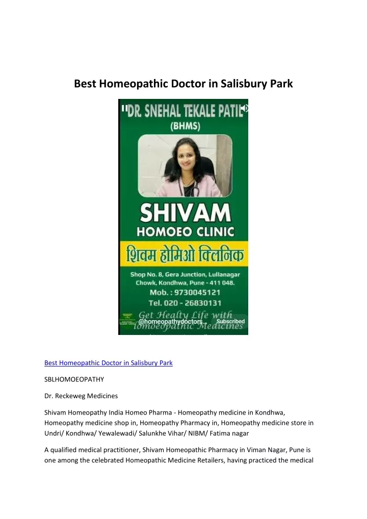 best homeopathic doctor in salisbury park