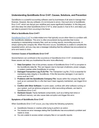 understanding quickbooks error c 47 causes
