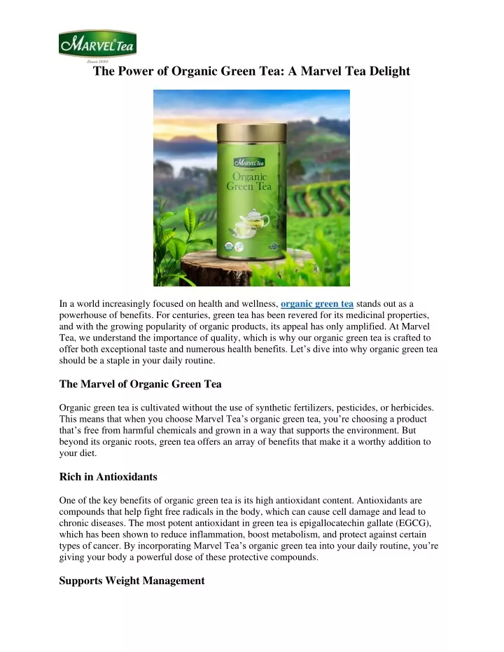 the power of organic green tea a marvel