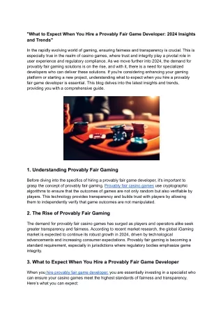 what to expect when you hire a provably fair game