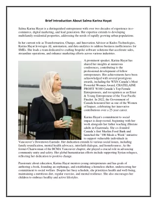 Brief Introduction About Salma Karina Hayat