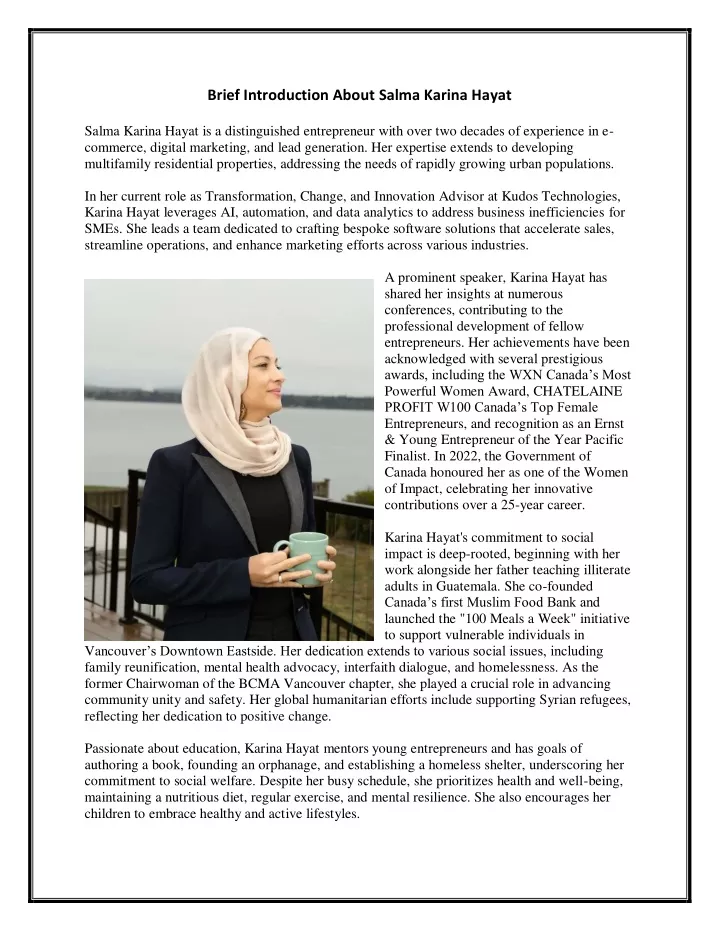 brief introduction about salma karina hayat