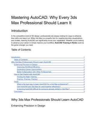 Mastering AutoCAD_ Why Every 3ds Max Professional Should Learn It