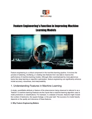 Feature Engineering's Function in Improving Machine Learning Models
