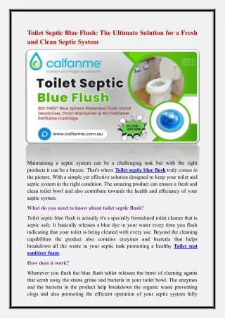 Toilet septic blue flush