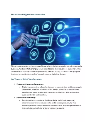 The Value of Digital Transformation