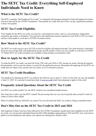 What is the SETC Tax Credit?