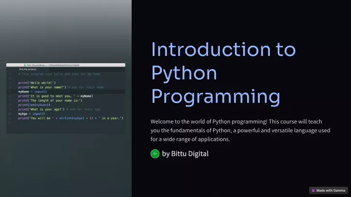 introduction to python programming