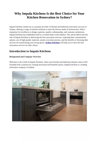 Why Impala Kitchens Is the Best Choice for Your Kitchen Renovation in Sydney?