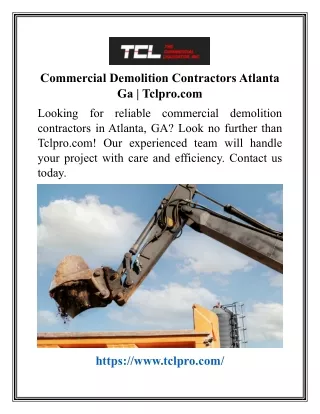Commercial Demolition Contractors Atlanta Ga Tclpro