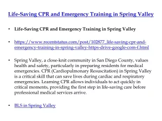 life saving cpr and emergency training in spring valley