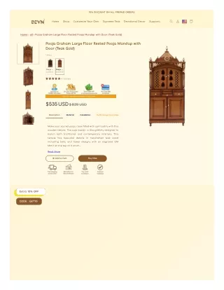 Pooja Graham Large Floor Rested Pooja Mandap with Door