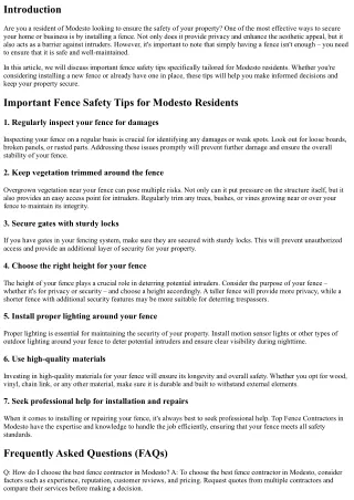 Important Fence Safety Tips for Modesto Residents