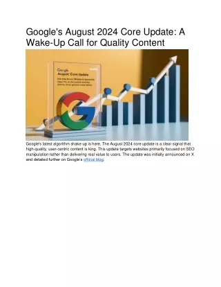Google's August 2024 Core Update: A Wake-Up Call for Quality Content
