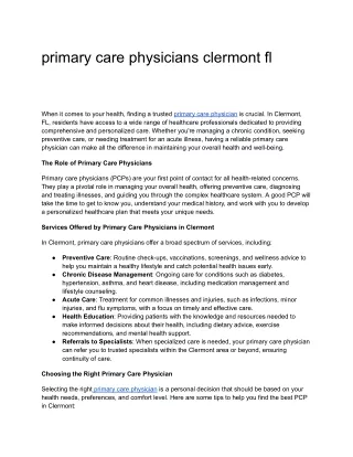 primary care physicians clermont fl