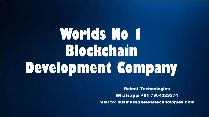 worlds no 1 blockchain development company