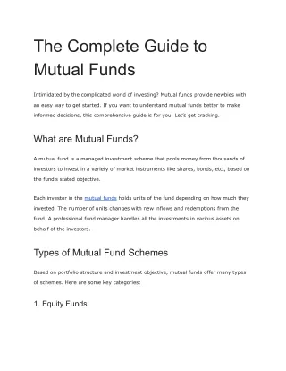The Complete Guide to Mutual Funds