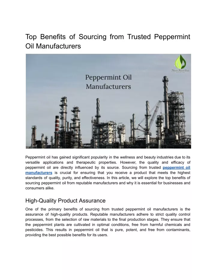 top benefits of sourcing from trusted peppermint