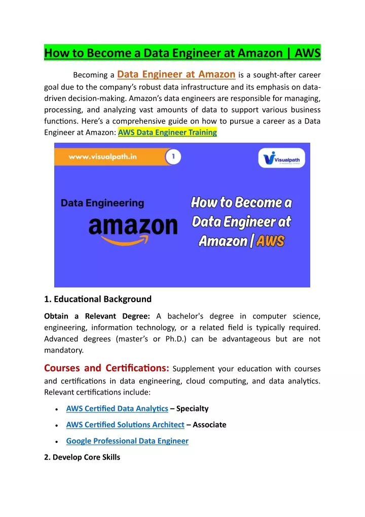 how to become a data engineer at amazon aws