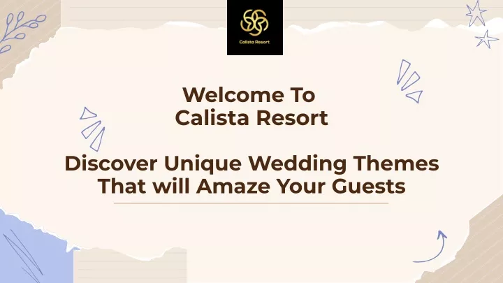 welcome to calista resort