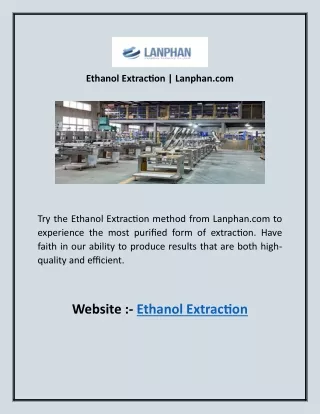 Ethanol Extraction | Lanphan.com