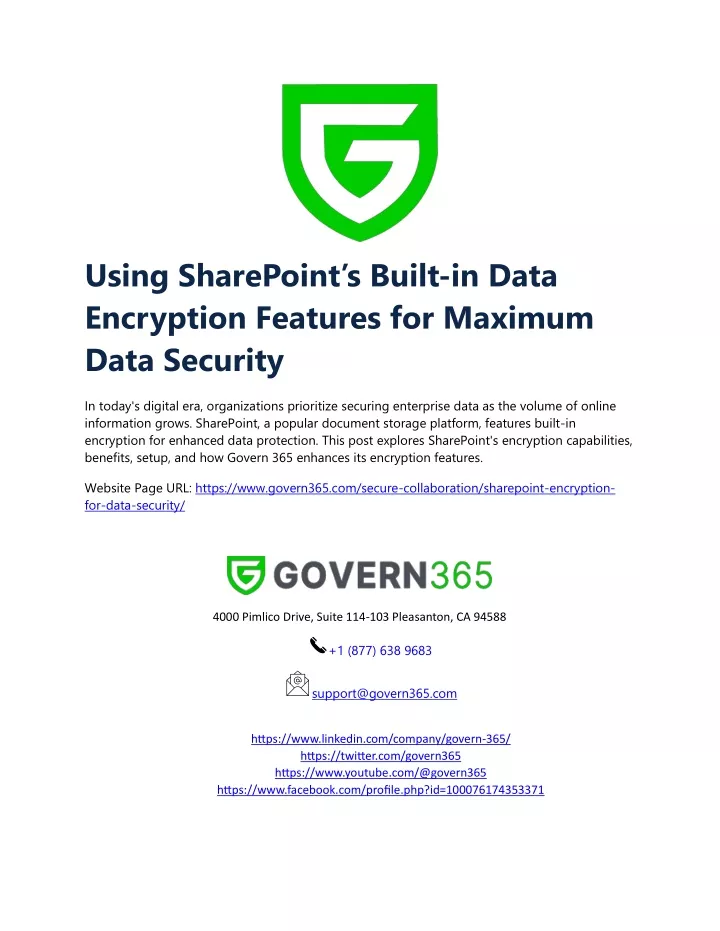 using sharepoint s built in data encryption