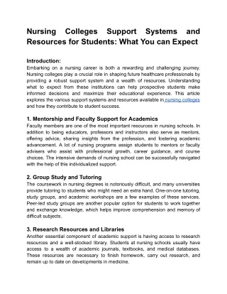 Nursing Colleges Support Systems and Resources for Students_ What You can Expect