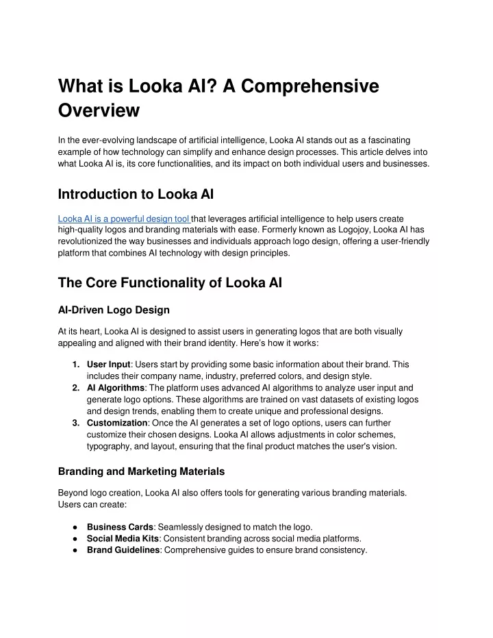 what is looka ai a comprehensive overview