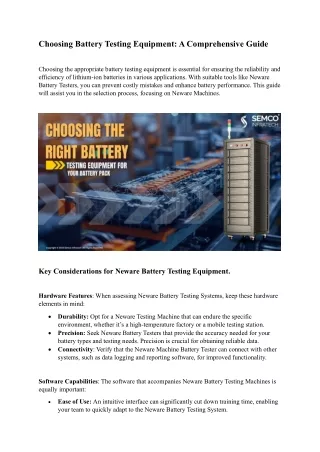 choosing battery testing equipment