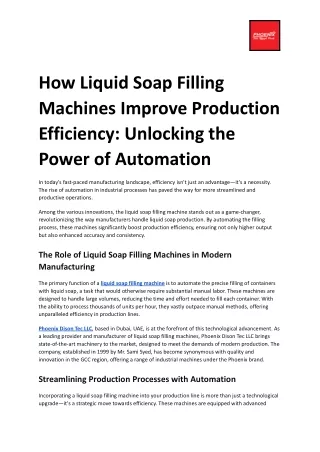 How Liquid Soap Filling Machines Improve Production Efficiency?