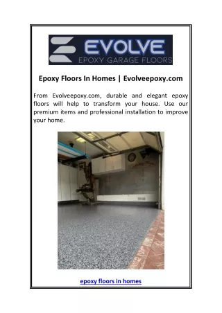 Epoxy Floors In Homes | Evolveepoxy.com