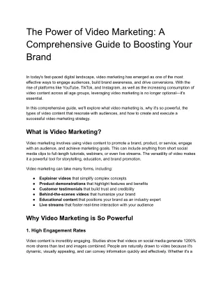 The Power of Video Marketing_ A Comprehensive Guide to Boosting Your Brand