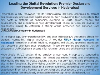 Leading the Digital Revolution Premier Design and Development Services in Hyderabad