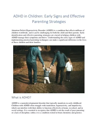 ADHD in Children: Early Signs and Effective Parenting Strategies