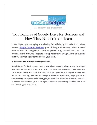 top features of google drive for business