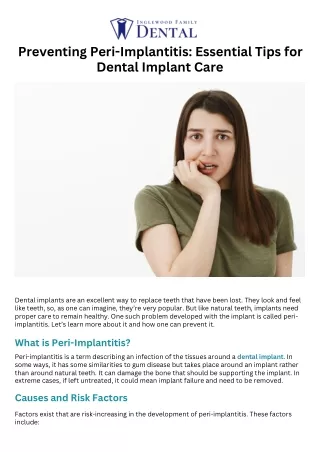 Preventing Peri-Implantitis: Essential Tips for Dental Implant Care