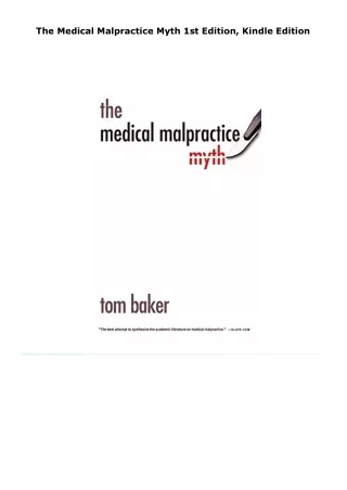 pdf book download the medical malpractice myth     1st edition, kindle