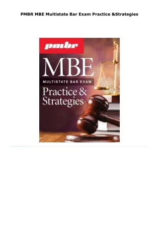 read/download pmbr mbe multistate bar exam practice & strategies