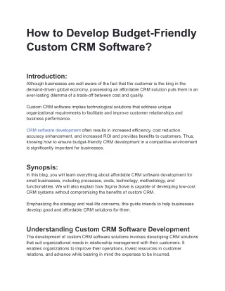 how to develop budget friendly custom crm software