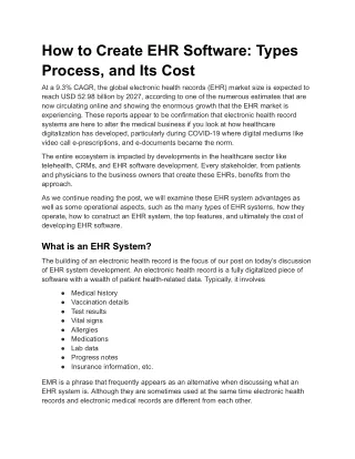 How to Create EHR Software_ Types Process, and Its Cost