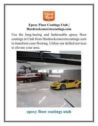 Epoxy Floor Coatings Utah  Hardrockconcretecoatings