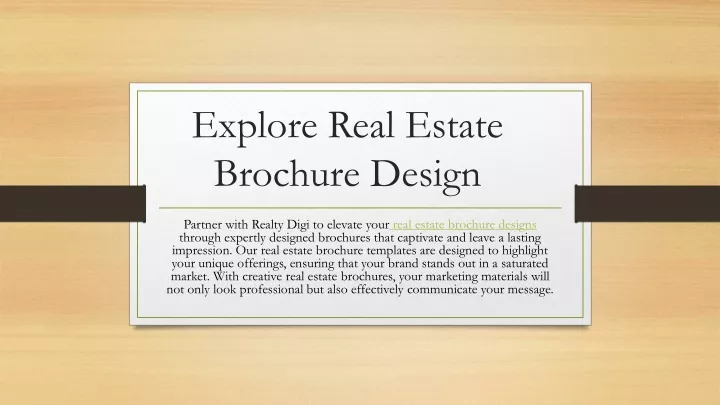 explore real estate brochure design